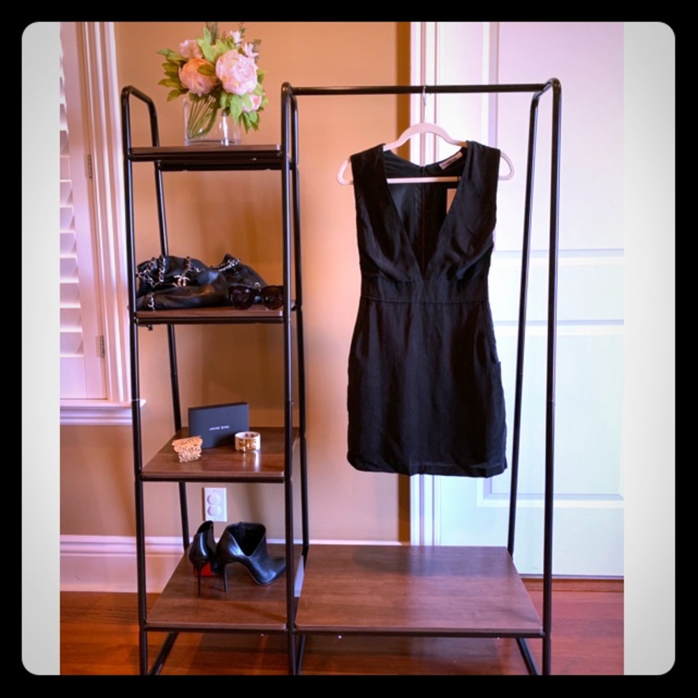 Anine Bing Washed Silk Deep V Neck Dress, Sz S